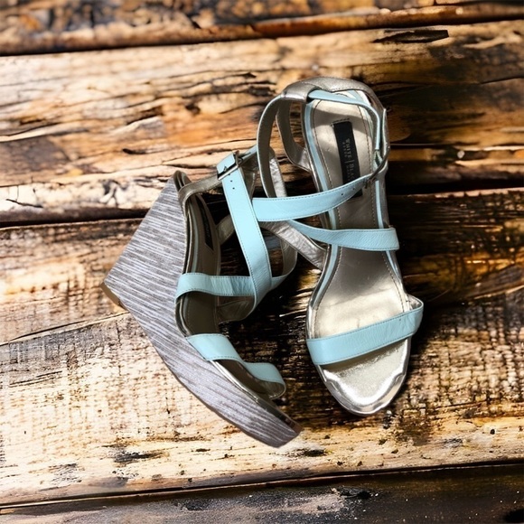 White House Black Market Leather Mint Sandals 10 - Picture 1 of 9